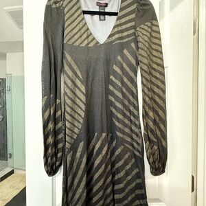 Custo Barcelona Black and Gold V-Neck Sheath Dress